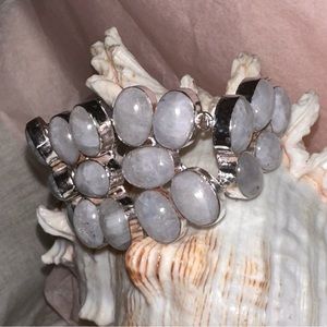 Angelic Rainbow Moonstone statement cluster Bracelet / Cuff